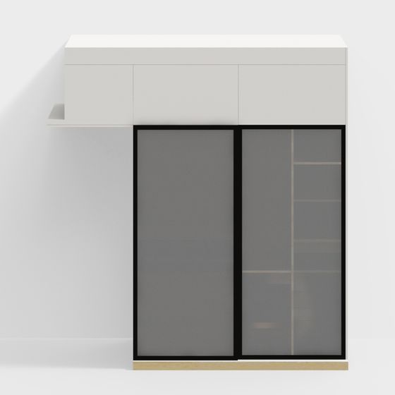 Modern Glass Sliding Door Wardrobe 3D model