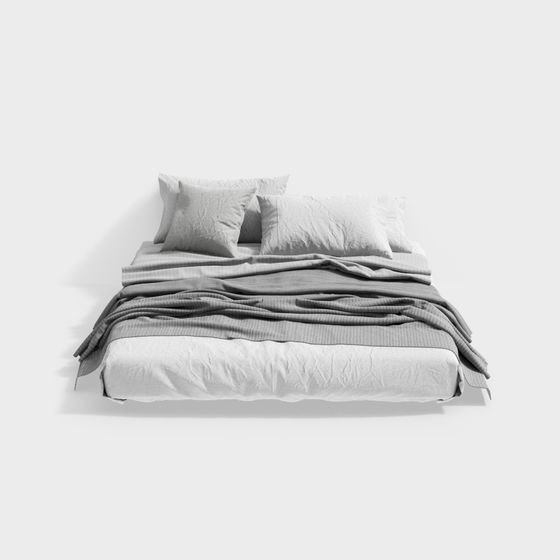 Elegant 3D Bed Model for Modern Interiors