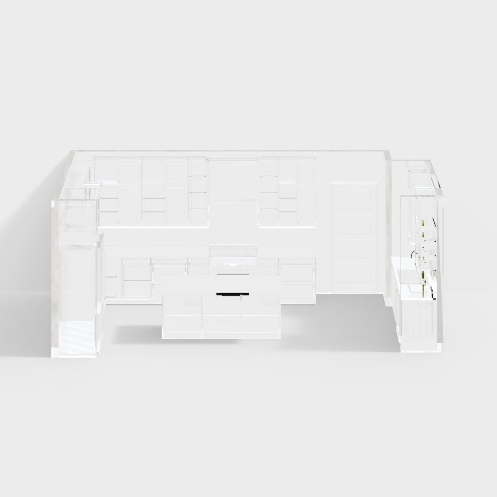 35. L- Shaped Stacked Cabinet Kitchen With Small Island