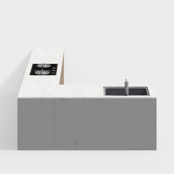 Stylish Kitchen Island 3D model for Modern Spaces