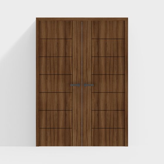 Stunning Double Door 3D Model with Low-Poly Design