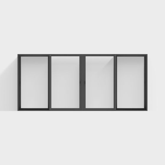 Sleek Four-Panel Glass Door 3D model