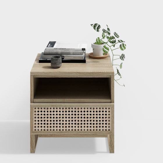 Minimalist Wooden Nightstand 3D model