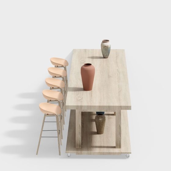 Mobile Dining Table and Bar Combo 3D model