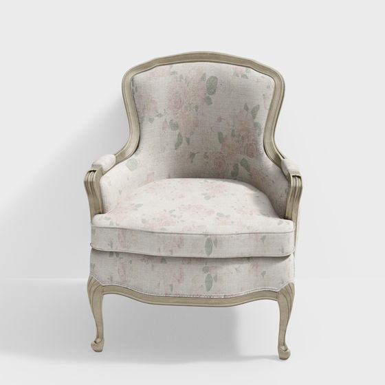 Charming Low-Poly French Armchair 3D model