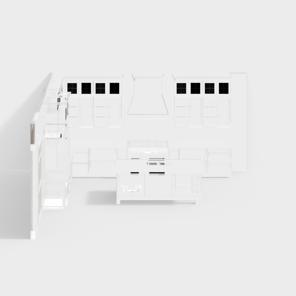 36.L- Shape Kitchen with hutch cabinet and dual finish