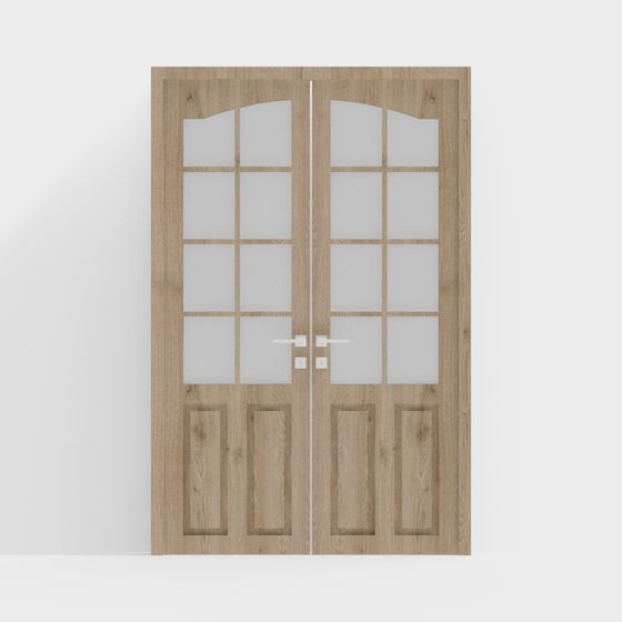 Elegant Glass Panel Door 3D model