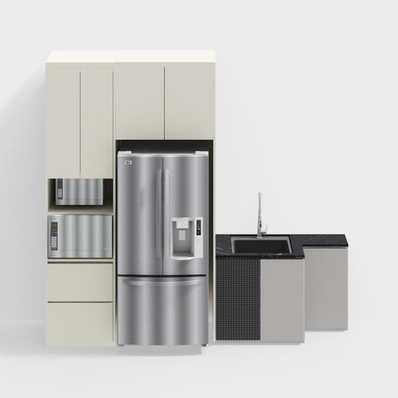 Sleek Kitchen Set 3D model for Modern Spaces