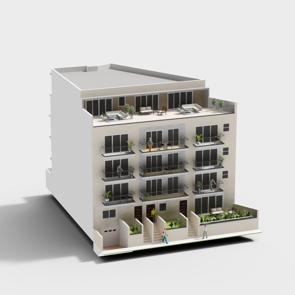 Urban Oasis Apartment Complex 3D model