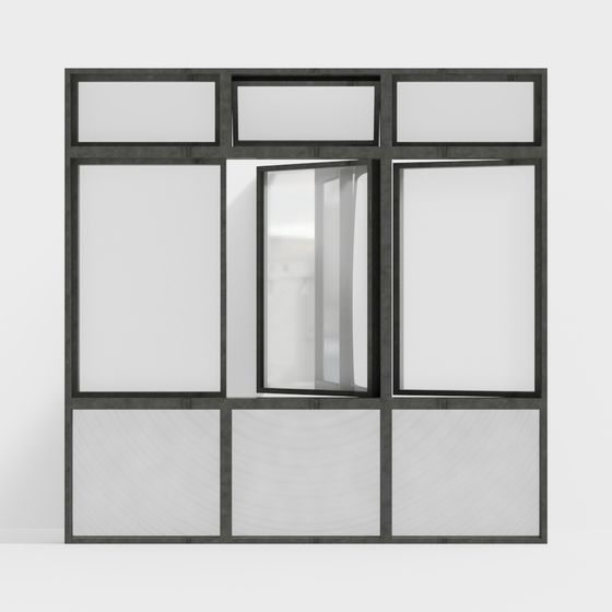 Industrial Style Black Window 3D model