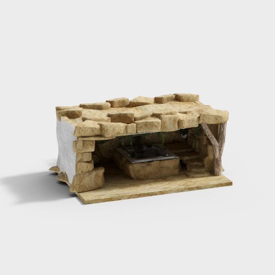 Mysterious Low-Poly Stone House 3D model