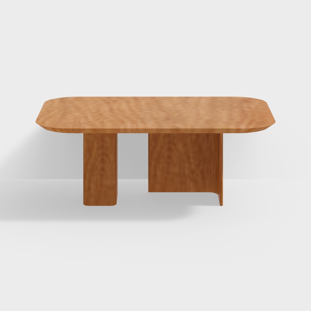 Streamlined Wooden Dining Table 3D model