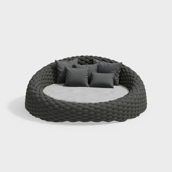 Elegant Round Bed 3D model for Cozy Interiors