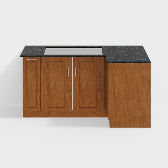 Modern Minimalist Kitchen Island 3D model