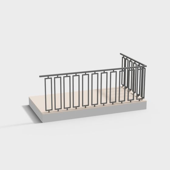 Stylish Minimalist Metal Railing 3D model
