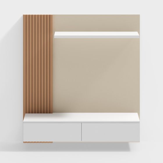Wood Color Console Project 3D Model for Living Room