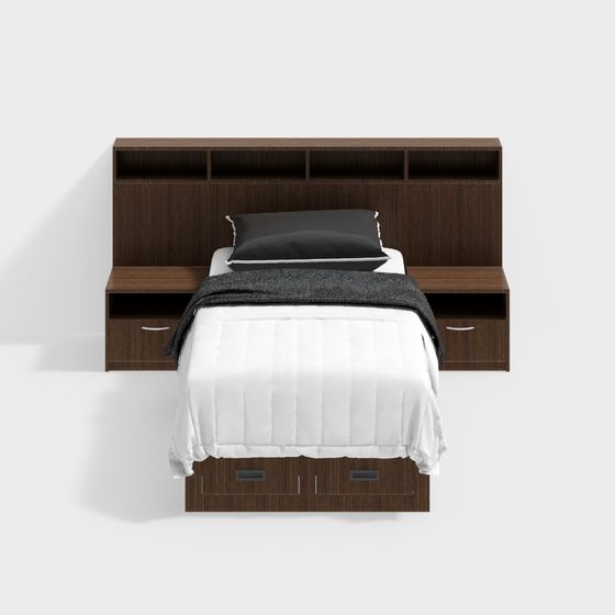 Stylish Low-Poly Bed Frame 3D model for Contemporary Spaces