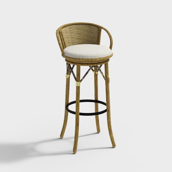 Retro Rattan Chair 3D model with Vintage Charm