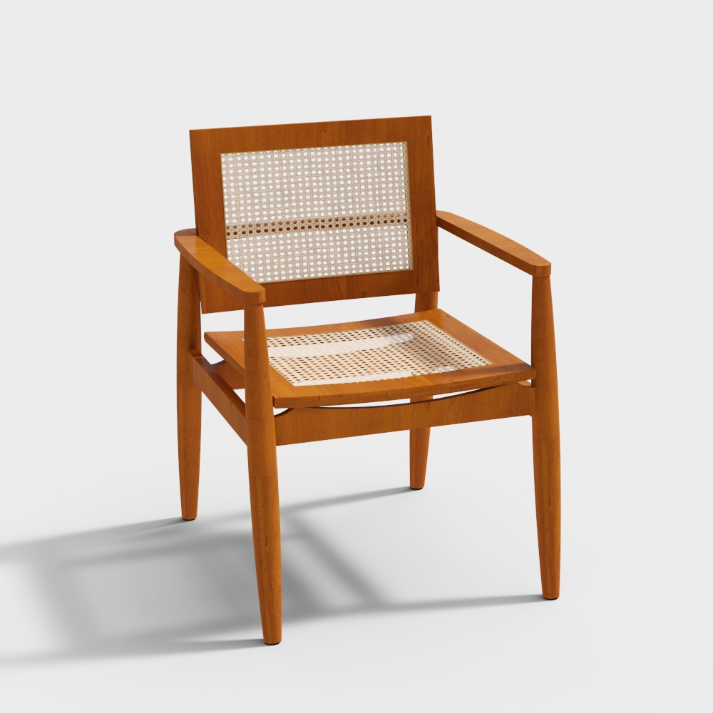 Elegant Wooden Armchair 3D model