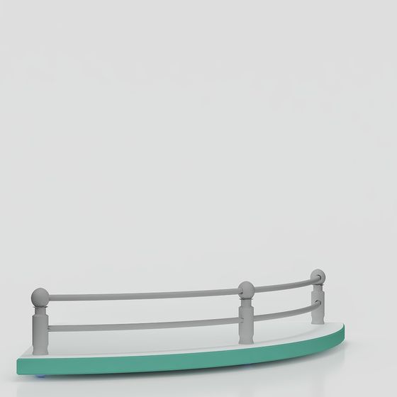 Curved Path Railing Low-Poly 3D Model