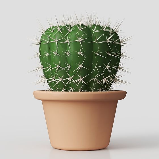 Vibrant Low-Poly Cactus 3D Model