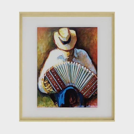 Musician Playing Accordion Low Poly 3D Model