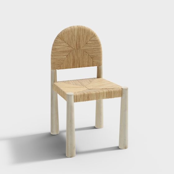 Charming Vintage Rattan Chair 3D model for Interiors