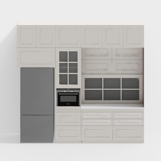 Stylish Low-Poly Kitchen Cabinet 3D model