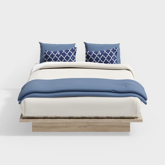 Elegant Low-Poly Bed 3D model for Modern Interiors