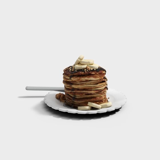 Delicious Low-Poly Pancake Stack 3D model