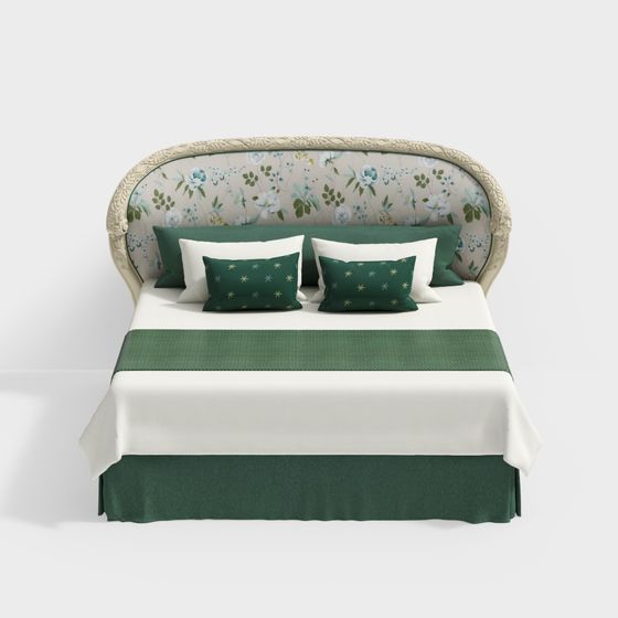 Elegant Low-Polygon Bed 3D model