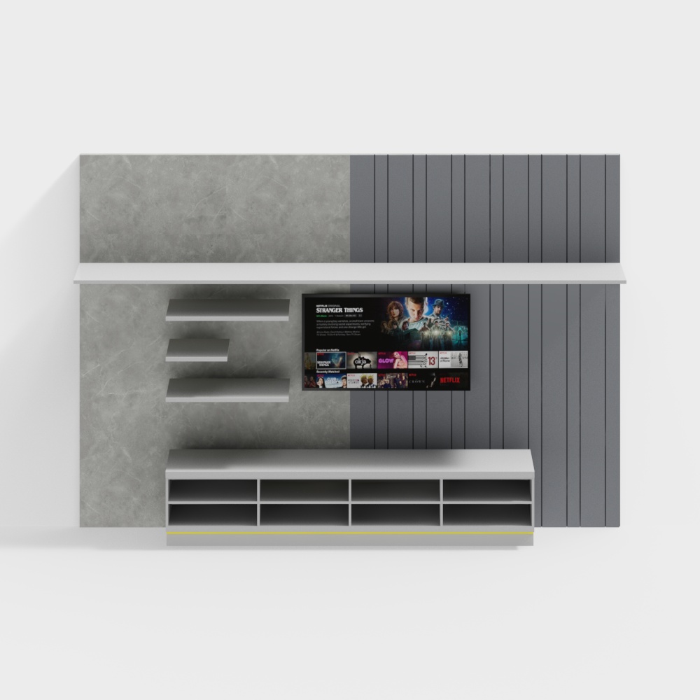 Stylish Low-Poly TV Cabinet 3D model