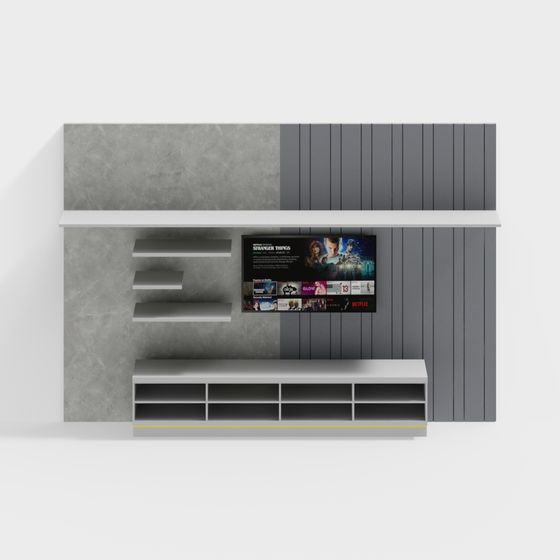 Stylish Low-Poly TV Cabinet 3D model
