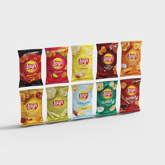 Colorful Lay's Potato Chips 3D Model Collection