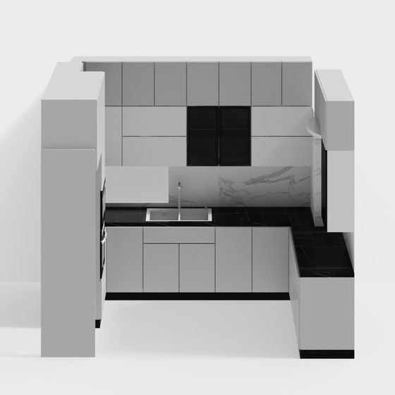 Elegant Minimalist Kitchen 3D model