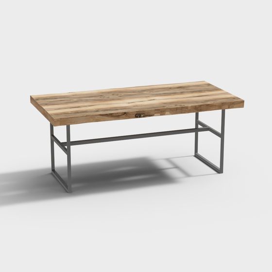Industrial Style Solid Wood Dining Table 3D model