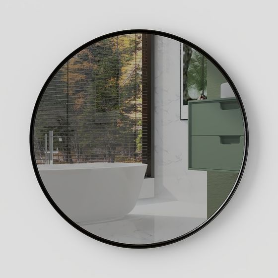 Minimalist Round Bathroom Mirror 3D model