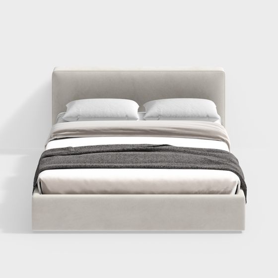 Elegant Minimalist Bed 3D model for Modern Interiors