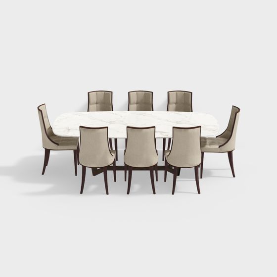 Stylish Dining Table and Chairs 3D model for Modern Interiors