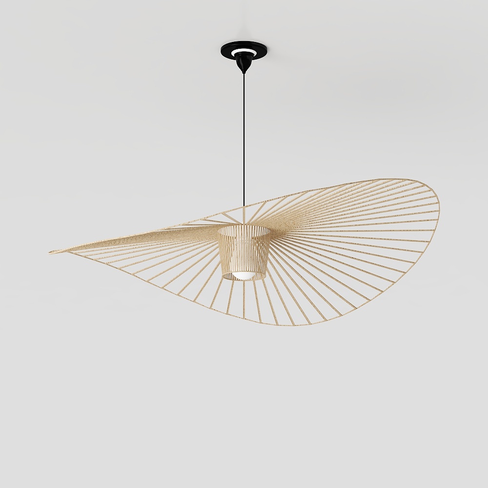 Elegant Fan Shadow Pendant Light 3D model