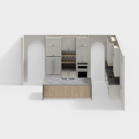 Modern Low-Poly Kitchen 3D Model Design