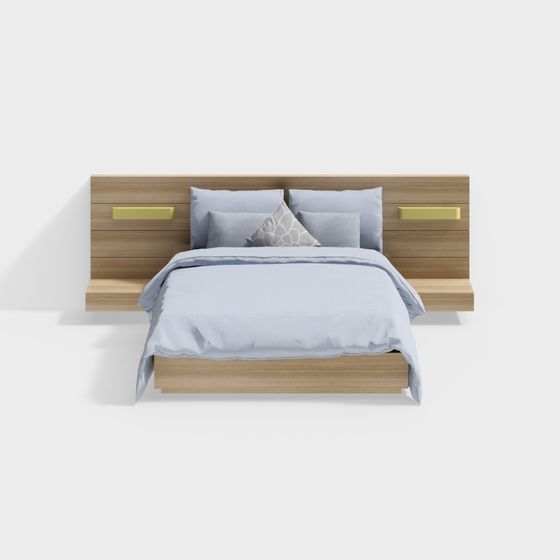 Elegant Low-Poly Bed Frame 3D model for Contemporary Spaces
