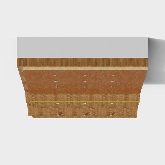 Stylish Low Poly Wooden Display Cabinet 3D model