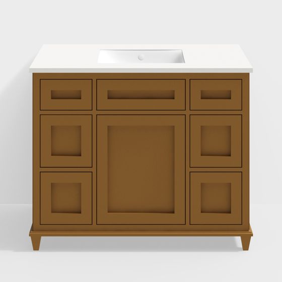Stylish Low-Poly Bathroom Cabinet 3D model