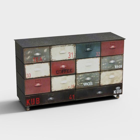 KUB Storage Cabinet 3D model in Vintage Industrial Style
