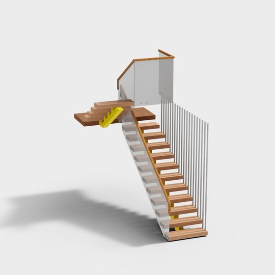 Stylish Low-Polygon Staircase 3D model