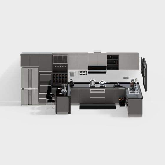 Elegant Modern Kitchen 3D model Design