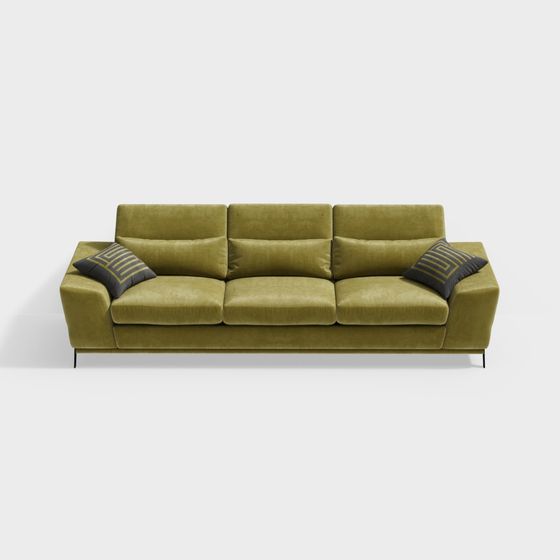 Stylish Low-Polygon Sofa 3D model for Modern Interiors