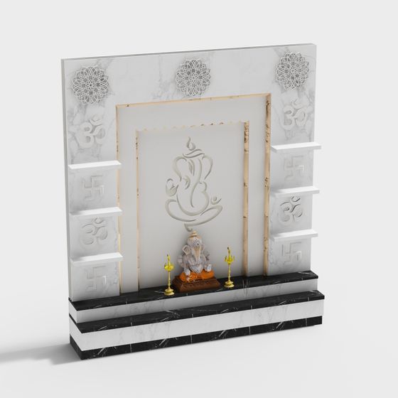 Elegant Indian Temple Style 3D model