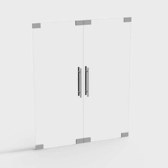 Elegant Glass Door 3D model for Modern Interiors